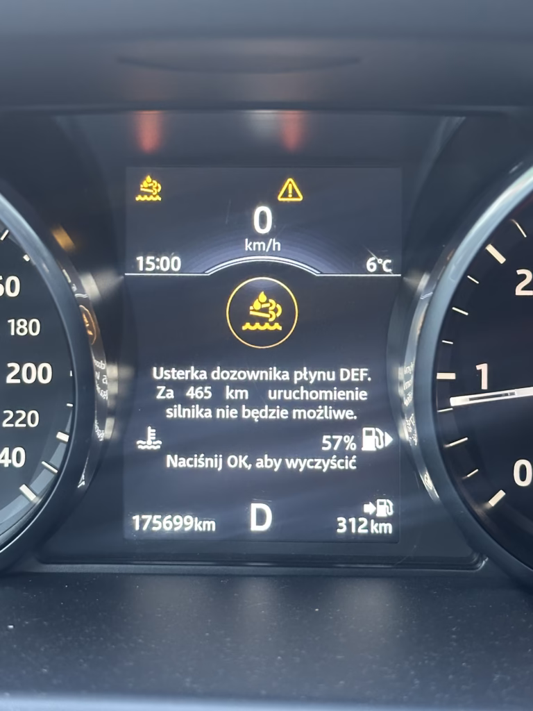 Błąd dozownika DEF – Land Rover Discovery Land Rover Discovery – błąd „Usterka dozownika płynu DEF”